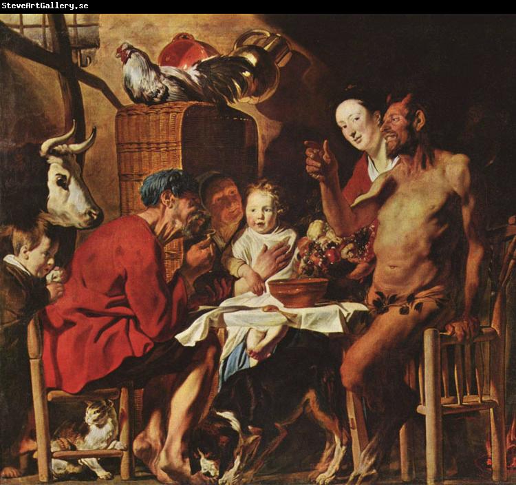 Jacob Jordaens The Satyr and the Farmer's Family (mk08)